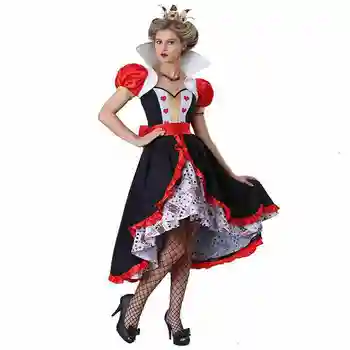 Täiskasvanud Naine Flirty Queen of Hearts Alice In Wonderland Raamatuna Ja Muinasjutt Cosplay Riided Karneval Pool Halloween Kostüüm