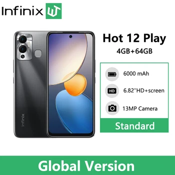 Infinix Kuum 12 Mängida 4GB 64GB 6000mAh Nutitelefoni Aku 6.82