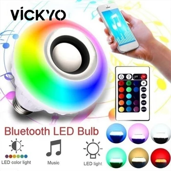 VICKYO E27 Juhitava Smart Lamp Juhtmevaba Bluetooth Kõlar, Lambi LED RGB Muusika Mängib Pirn Valgus, puldiga Öö Valguses