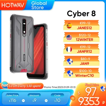 HOTWAV CYBER 8 Karm Nutitelefoni Globaalne Versioon 4GB 64GB Veekindel 8280mAh 16MP Kaamera 6.3 Tolline Android NFC 11 Mobiilne Telefon