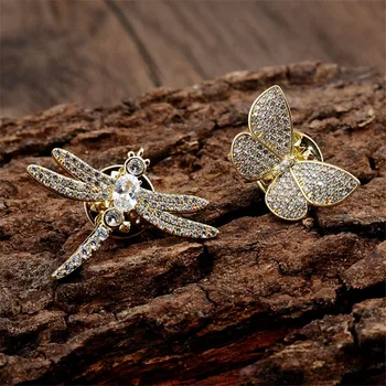 Vintage Kulla Värvi Tsirkoon Dragonfly Prossid Naiste Liblikas Putukate Sõle Pin-Mood Kleit Mantel Tarvikud Armas Ehted