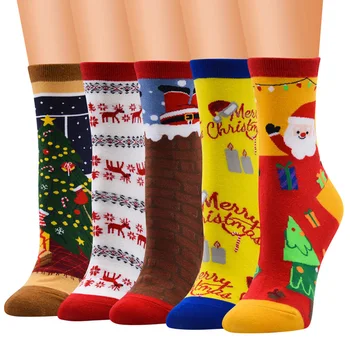 Uue Jõulud Daamid Puuvillased Sokid Katseklaasis, Sokid Loomade Cartoon Naiste Sokid Santa Claus Jõulud Kingitused