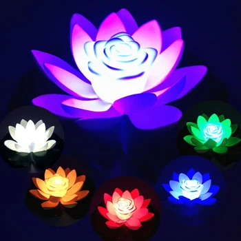 LED Veekindel Ujuvad Lotus Kerge Akuga Kunstlik Lily Lill, Bassein, kes Soovivad Öö Lambi Purskkaev Tiigi Aed Decor