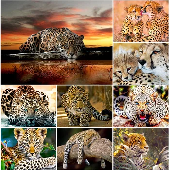 5D DIY Diamond Maali Loomade Leopard Set ristpistes Komplekt, Täielik Puuri Ruudu Diamond Tikandid Rhinestone Mosaiik Home Decor
