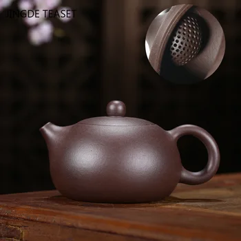 Yixing Tee Pot Lilla Savi Xishi Teekann Käsitöö Ilu Veekeetja Raw Maagi Must Kuld Lilla Liiva Tee Set 188 Palli Auku Filter