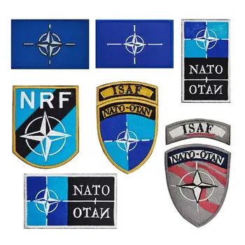 Uute Sõjaliste Ventilaatori Märk Nato-otan NATO Lipu Armband 3D Tikandid Plaaster Isafi Sõjaline Fänn Taktikaline Pääsme Peegeldav Custom Patch