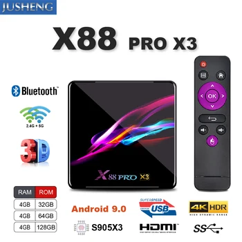X88 Pro X3 Smart TV BOX Android 9.0 4GB 32GB/64GB/128GB 8K Amlogic S905X3 Dual Wifi 1080 8K Tugi Google ' i Mängija Youtu IP TV