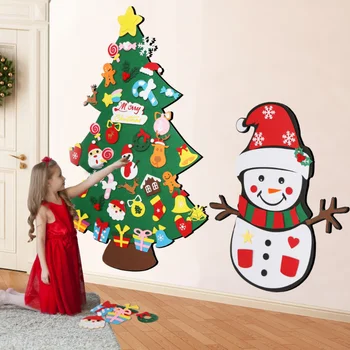 2022 Montessori Beebi Mänguasjad DIY Tundsin Jõulupuu Väikelapse Hõivatud Puidust Uks Seina Christmas Tree Teenetemärgi Kingitusi Poisid Tüdrukud