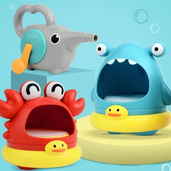 Cute Cartoon Shark Ja Krabi Ujumine Vann Seep Masin Mänguasi Uus Vann Mänguasjad Puhub Mulli Lastele Baby Suplemine Naljakas Mänguasjad