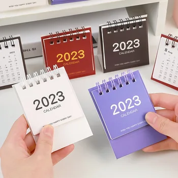 2023 Uus Lihtne Tahked Värvi Mini Tabel Kalender Desktop Raamatu Kalender Dual Iga Päev Planeerija Planeerija Iga-Aastase Tegevuskava Hulgimüük