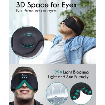 3D Silmade Mask Peakomplekt Bluetooth Kõrvaklapid 5.0 Peapael Mugav ja pehme Magada mask Traadita Muusika kõrvaklapid Mikrofoniga