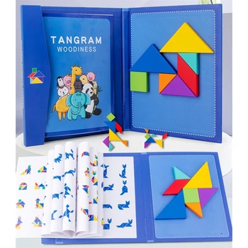 Magnet 3D Puzzle Mosaiikpildi Mängu Tangram Montessori Õpe Haridus-joonestuslaud Mängud Mänguasi Kingitus Lastele Aju Tease