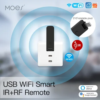 Moes Tuya WiFi, Infrapuna pult Juhtmeta USB IR+RF Pöörata TV Ventilaatori Lüliti Targa Kodu Automaatika Toetada Alexa