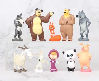 10Pieces Masha ja Bear Anime Tegevus Joonis PVC mänguasjade Kogumise arvandmed sõpradele kingitusi