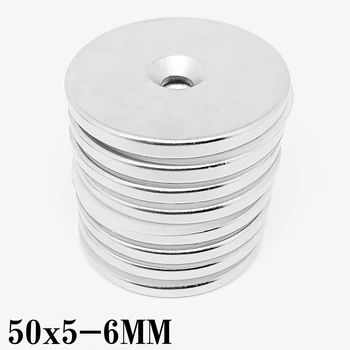 1/2/3/5TK 50x5-6mm Ring Haruldaste Muldmetallide Neodüüm Magnet 50*5 Auk 6mm Peitpeakruvi Suur Ketas püsimagnetitega Tugev 50x5-6 50*5-6