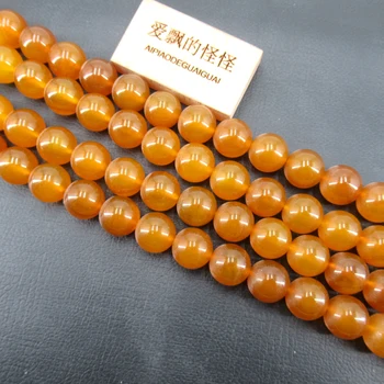 APDGG Oranž Jade 14mm Ümmargune Sile Helmed Gemstone Beads 15