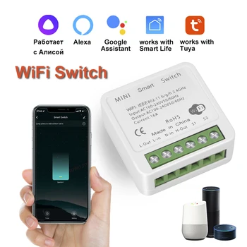 Alexa Wifi Smart Switch Tuya Smart Home Alice Yandex Jaama Google Assistent Traadita Valguse Lüliti, Relee 220V 110V Mini Moodul