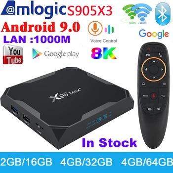 Android TV Box X96 Max Plus 8K Android 9.0 Media Player 4G 64GB Amlogic S905X3 1000M 2.4 G 5G WiFi X96MAX+ 2G 16G HD digiboksi