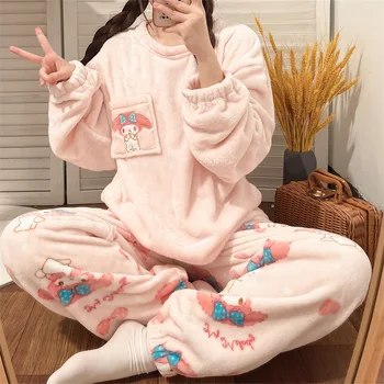 Sanrioed Anime Kuromi Cinnamoroll Meloodia Palus Naiste Pidžaama Sobiks Kawaii Pehme Plushie Kodu Nightwear Sleepwear Siserõivad Kingitus