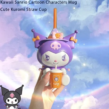 Kawaii Originaal Multikas Vee Tassi Anime Sanrio Kuromi Istub Kuju Õled Cup Armas Ilu Reisi Kaasaskantav Õled Cup Mänguasi Tüdruk