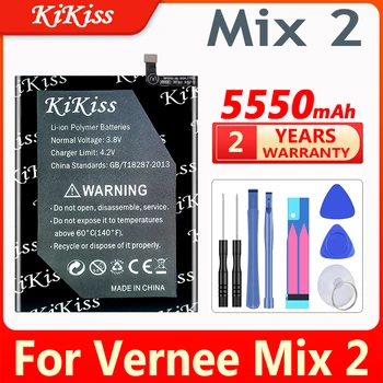 KiKiss 5550mAh Aku Vernee Mix2 Aku Kõrge Kvaliteedi Li-ion Aku Asendamine Vernee Mix 2 Nutitelefoni