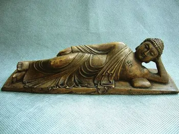 Töötada Hiina Laekuva Kaunistatud Vana Käsitöö Alabaster Nikerdatud Buddha Lebama Kuju