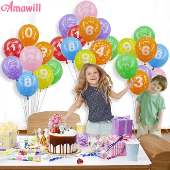 Amawill 10tk Sünnipäevaks Õhupallid Digitaalse Latex Balloon 1 2 3 4 5 6 7 8 9 Aastat Vana, 1. ja 2. Laps Täiskasvanute Sünnipäeva Decor