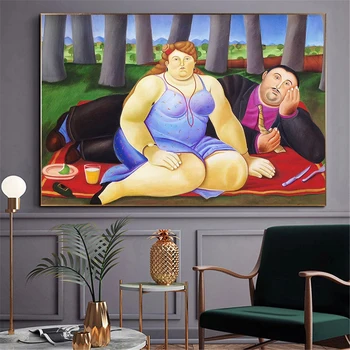 Fat Lady Canvas Poster Abstraktse Naine Joonis Maali Pilte elutuba Frameless Lõuend Wall Art