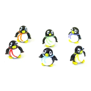 6tk Kohandatud Värviline Käsitöö Klaas Pingviin Kääbus Figuriin Armas Pisike Multikas Loomade Kaunistused Haldjas Aed Decor Tarvikud