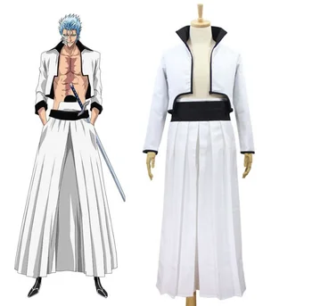 Anime Bleach Grimmjow Jaggerjack Cosplay Kostüüm Jeagerjaques Täielik Komplekt Valge Kimono ( Jakk + Püksid + Vöö ) Kendo Kostüümid