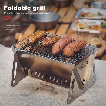 Portable Folding Mini Grill Ahi Roostevabast Terasest BBQ Grill.Majapidamis-Piknik, Telkimine Grill Vahendid Eemaldatav Süsi Grill