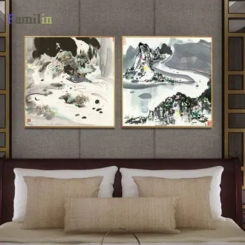 Hiina Akvarell Maali Kunstnik Wu Guanzhong Kaasaegne Värviline Suur Lõuend Kunst Prindi Plakat Abstraktse Seina Pilte Home Decor