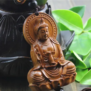 Auto Rippus Ripats Kreektürn Puidu Nikerdamiseks Punane Hiina Kwan Yin Buddha Kuju Skulptuur Rearview Mirror Decor Käsitöö 1tk QDD9215