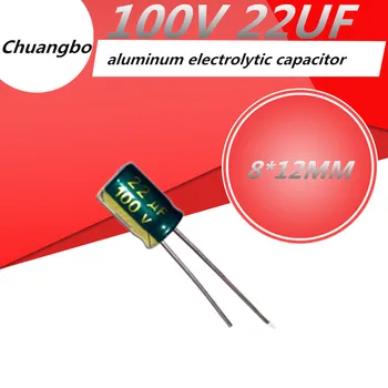 20pcs Higt kvaliteedi 100V22UF 100V 22UF 8*12MM madala ESR/takistus kõrge sagedusega alumiinium-elektrolüütkondensaatorid kondensaator