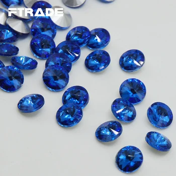6 Suurustele Sapphire Värvid Klaasi Rivoli Punkti Tagasi Crystal Väljamõeldud Kivi 6mm 8mm,10mm,12mm,14mm,16mm,18mm Ehted Kivid