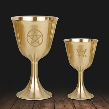 Pentagramm Karikas Pokaalilaadse Messing Veini Pokaalilaadse Joomine Cup Pentacle Karikas Altari Karikas jaoks Altarid, Rituaalid, Palved Võidmine