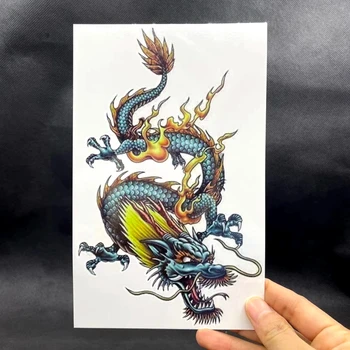 Hiina Suur Värviline Draakon Võltsitud Tätoveering Kleepsud Meeste Ja Naiste Body Art Käe Ajutine Tatoos Veekindel Flash Kleebised Tattos