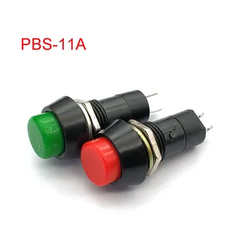 PBS-11A 12mm Self-locking Plastikust Nupp Lüliti Fikseerimine Switchs 3A 250V AC 2PIN