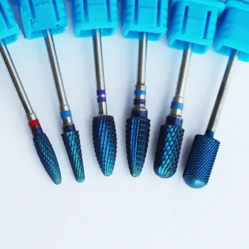 6 Tüüp Sinine Volframkarbiid Nail Drill Bit Metallist Bits, Maniküür Küünte Puurida Tarvikud Küünte Veskid Burrs Nano Lakk