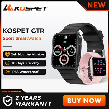 2023 Uus KOSPET GTR Smartwatch Naiste Roosa 24h Terve Jälgida 30Days Aku Eluiga Veekindel Fitness Must Smart Watch Mehed