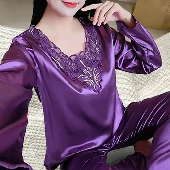Naiste Silk Satin Pidžaama Pidžaamad Set Sleepwear Pijama Pidžaama Sobiks Naine Magada Kahe-osaline Komplekt, Naiste Siserõivad Pluss Suurus
