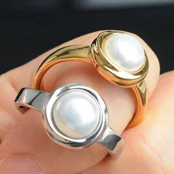 Roostevabast Terasest Pearl Rõngad, Naised Lihtne Mood Vintage Laine Pearl Ring Engagement Rõngad Naiste Paar abielusõrmus