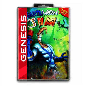 Maa Uss Jim koos Kasti 16 bit Sega MD Mängu Kaart Mega Drive jaoks Genesis Video Konsooli